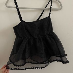 Mesh-sheer babydoll blouse